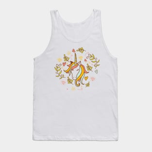 unicorn illustrated  with doodles of hearts cool gift Tank Top